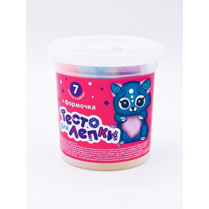 Тесто для лепки в банке 7 цветов по 15 г + формочка Тесто для лепки в банке 7 цветов по 15 г + формочка