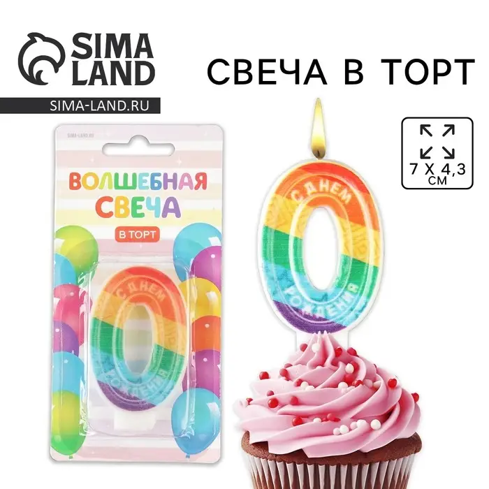 Свеча для торта, цифра 0 «С Днем рождения», 7 х 4,3 см Свеча для торта, цифра 0 «С Днем рождения», 7 х 4,3 см