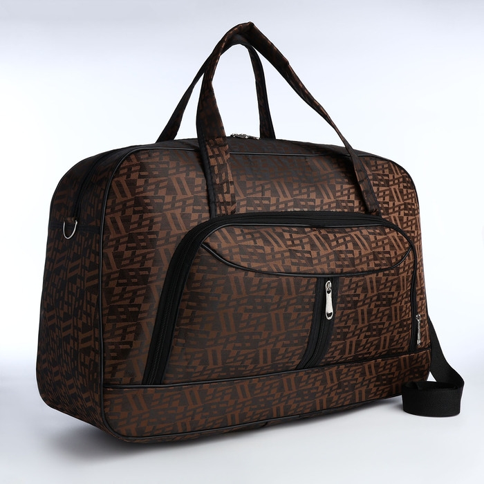 Сумка дорожная на молнии, наружный карман, длинный ремень, цвет коричневый Сумка дорожная на молнии, наружный карман, длинный ремень, цвет коричневый