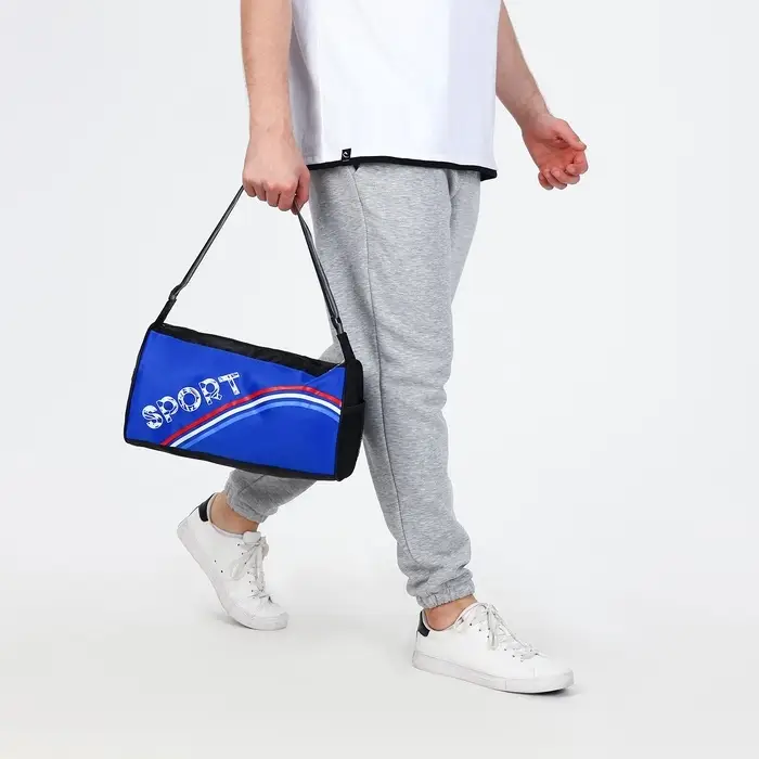 Сумка спортивная Sport, на молнии, боковой сетчатый карман, регулируемый ремень, маленькая, синяя