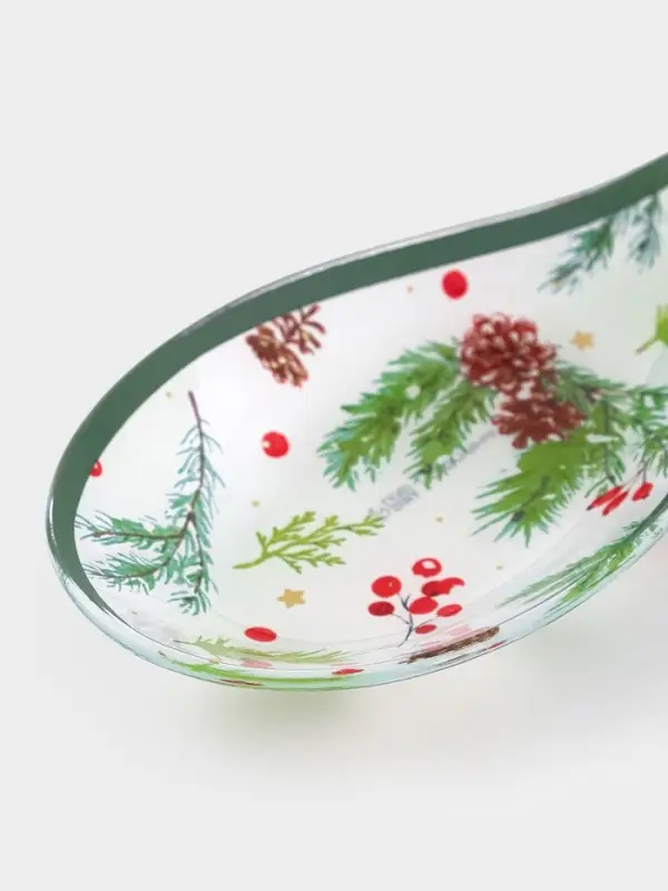 Подставка под ложку «Еловые ветки» 26.5×9.5×2.5 см, стекло, белая, зелёная Подставка под ложку «Еловые ветки» 26.5×9.5×2.5 см, стекло, белая, зелёная