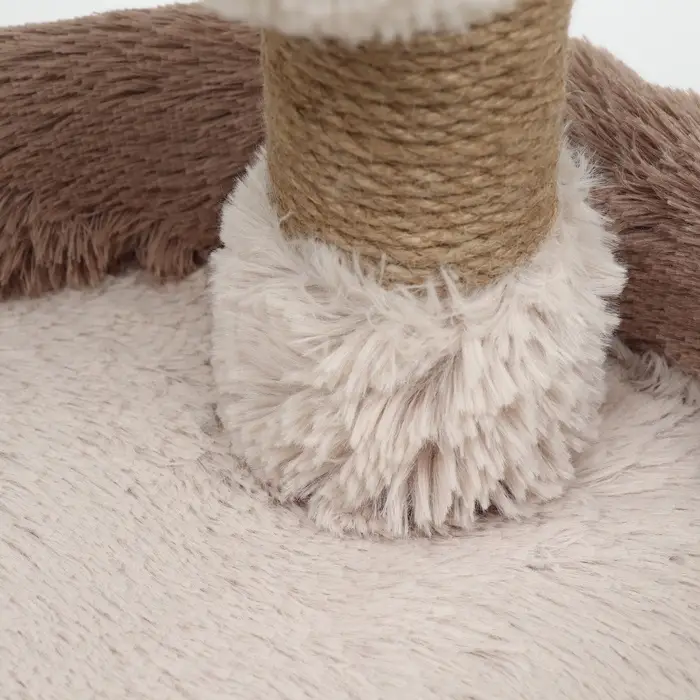 Лежанка с когтеточкой &laquo;Пижон&raquo;, овальная, 55&times;36&times;47 см, пушистый мех, джут, коричневая