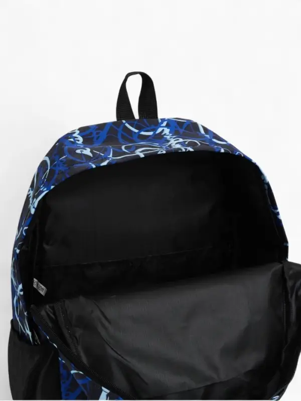 Рюкзак школьный на молнии, с карманами, с надписями, размер 30&times;13&times;42 см, синий