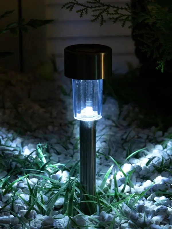 Садовый светильник &laquo;Металлический цилиндр&raquo;, уличный, на солнечной батарее, 4.5&times;30&times;4.5 см, 1 LED, свечение белое