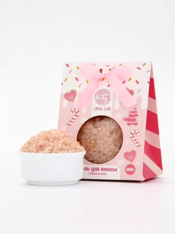 Соль для ванны, 200 гр, аромат сладкая вата, URAL LAB Соль для ванны, 200 гр, аромат сладкая вата, URAL LAB