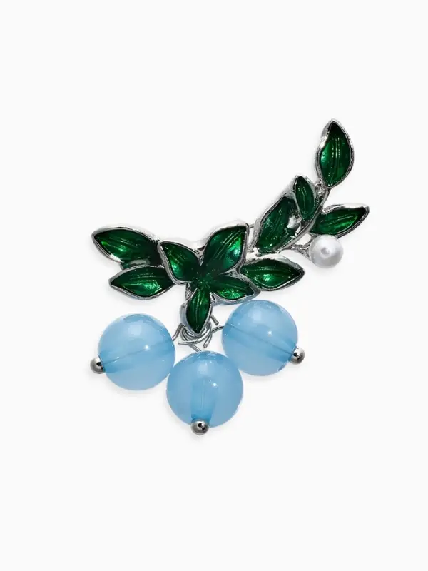Брошь &laquo;Ягоды агат&raquo;, зелёная, голубой в серебре