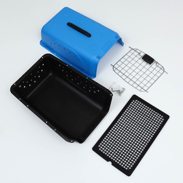 Переноска для животных пластиковая с металлической дверью 47 х 30 х 35 см, вес до 12 кг, голубая   9 Переноска для животных пластиковая с металлической дверью 47 х 30 х 35 см, вес до 12 кг, голубая   9