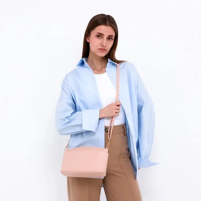 Сумка женская кросс-боди на молнии, 23&times;9&times;15 см, пудровая