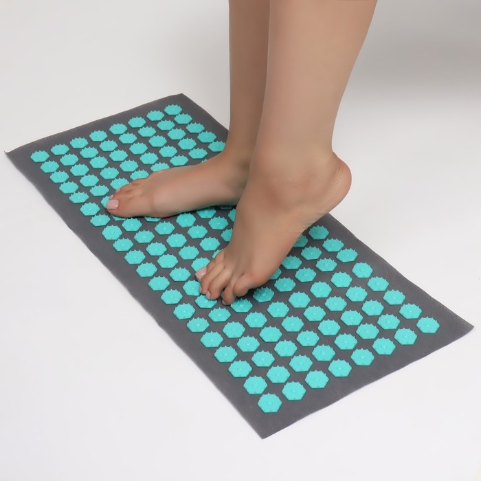 Ипликатор-коврик, основа спанбонд, 140 модулей, 28 × 64 см цвет тёмно-серый/бирюзовый Ипликатор-коврик, основа спанбонд, 140 модулей, 28 × 64 см цвет тёмно-серый/бирюзовый