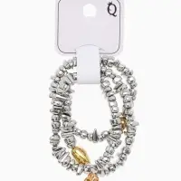 Браслет 3 нити "Каменнное сердце", цвет золотисто-серебристый Браслет 3 нити "Каменнное сердце", цвет золотисто-серебристый