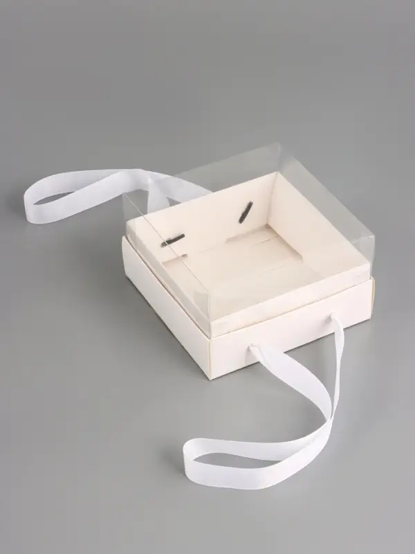 Коробка под бенто-торт, с прозрачной крышкой, белый, 14&times;14&times;8 см