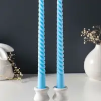 Набор свечей витых 25 см, 2 шт., 57 г, 5 ч, пастельно-голубой