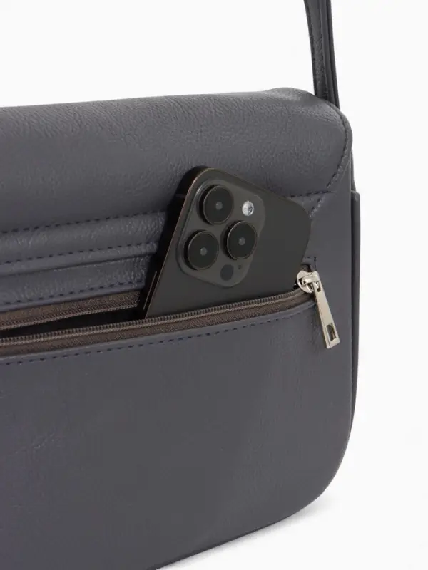 Сумка женская мессенджер TEXTURA на магните, 25&times;7.5&times;19 см, серая