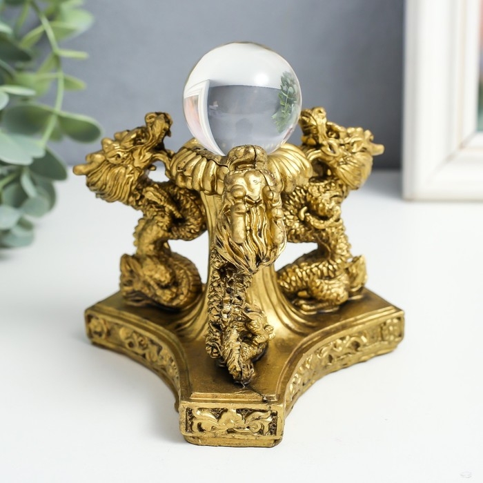 Нэцке полистоун под бронзу  Нэцке полистоун под бронзу "3 дракона с шаром" 12х12х11