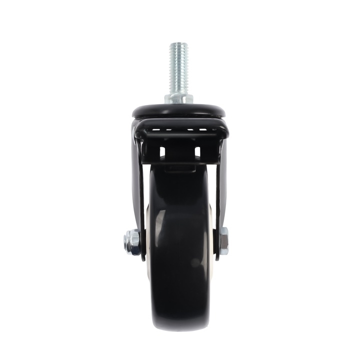 Колесо мебельное ТУНДРА, d=100 мм, поворотное, с футоркой 10х25 мм, с тормозом, черное