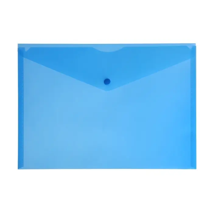 Папка-конверт на кнопке А4, 150 мкм, Calligrata Standard, прозрачная, синяя