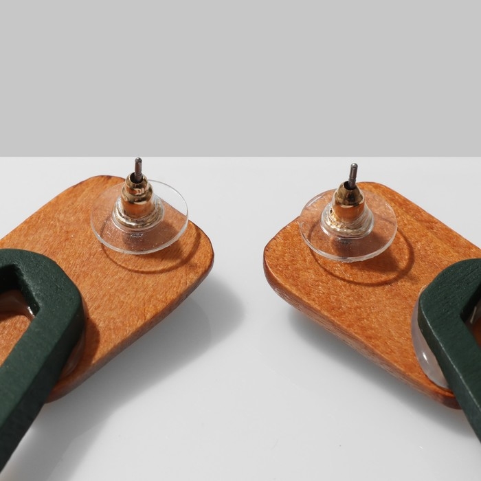 Серьги «Ваканда» неровный овал, цвет зелёно-коричневый Серьги «Ваканда» неровный овал, цвет зелёно-коричневый