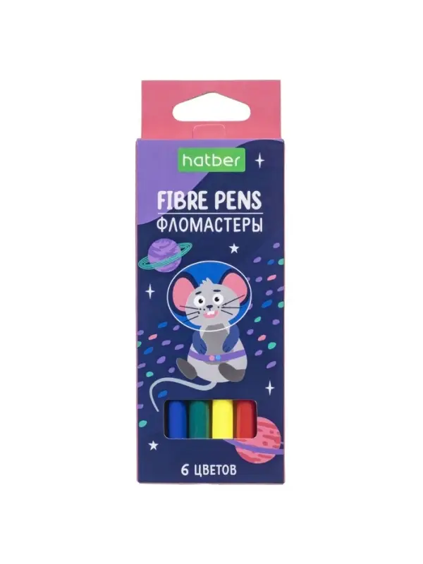 Фломастеры 6цв, Hatber, ЭКО, Космос, карт.уп, европодвес 77345