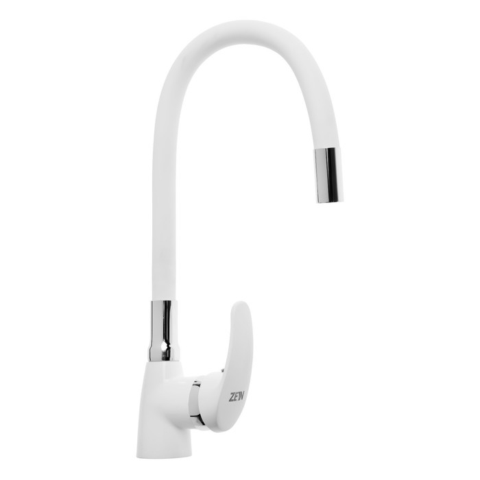 Смеситель для кухни ZEIN Z2229, гибкий силиконовый излив, картридж керамика 40 мм, белый Смеситель для кухни ZEIN Z2229, гибкий силиконовый излив, картридж керамика 40 мм, белый