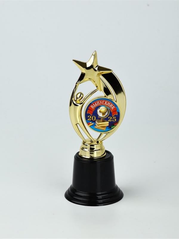 Фигура звезда на черной подставке на Выпускной Фигура звезда на черной подставке на Выпускной "Выпускник 2025", 7 х 18,2 см