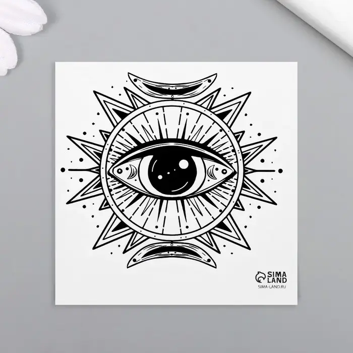 Переводная тату на тело чёрная «Эзотерика. Око», 6×6 см