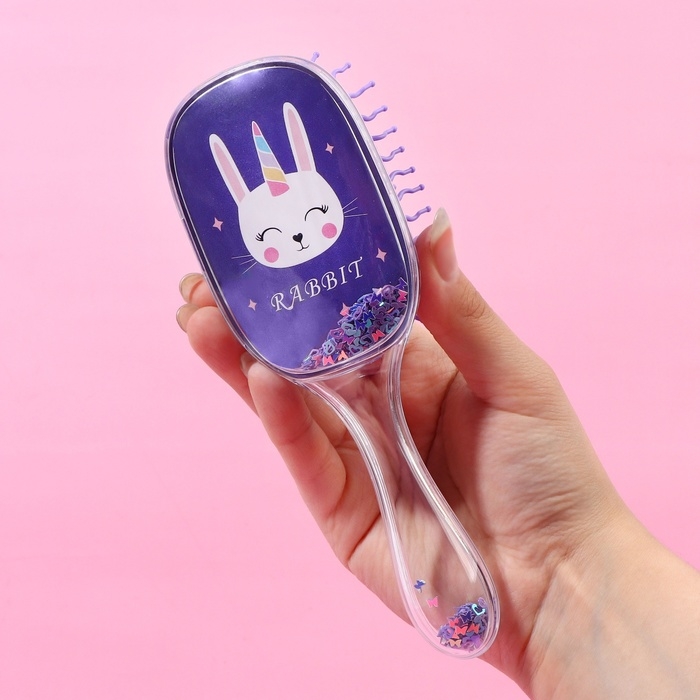 Расчёска массажная, широкая, 6 &times; 18 см, цвет фиолетовый