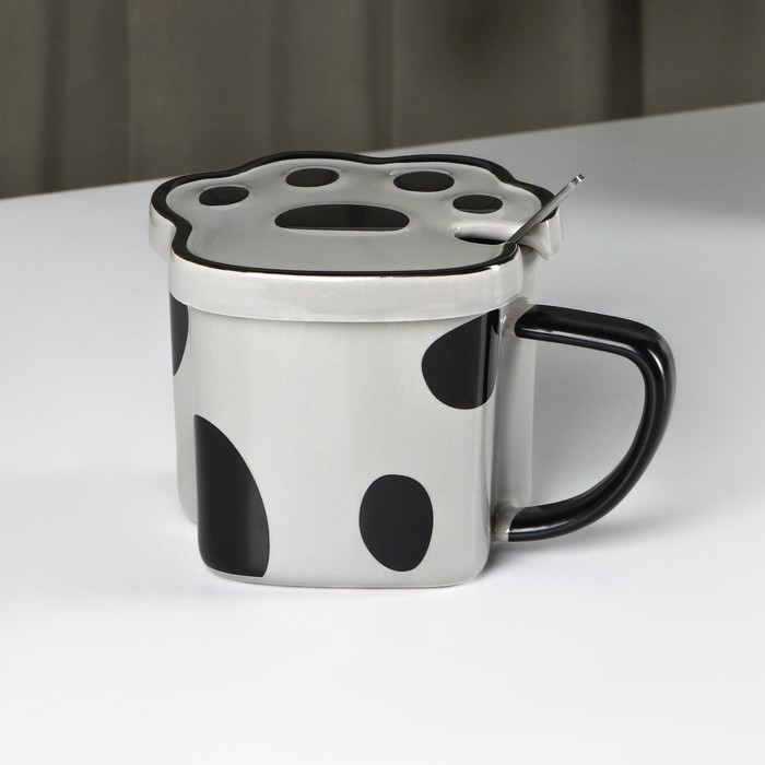 Кружка керамическая «Лапа тигра», 350 мл, цвет серый Кружка керамическая «Лапа тигра», 350 мл, цвет серый