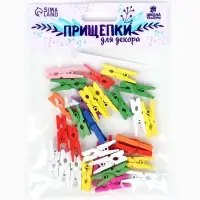 Прищепки деревянные для декора 2.5 см, набор 30 шт.