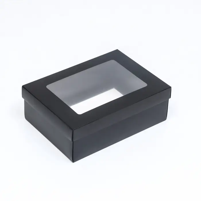 Коробка подарочная складная, упаковка, &laquo;Чёрная&raquo;, с окном 21&times;15&times;7 см