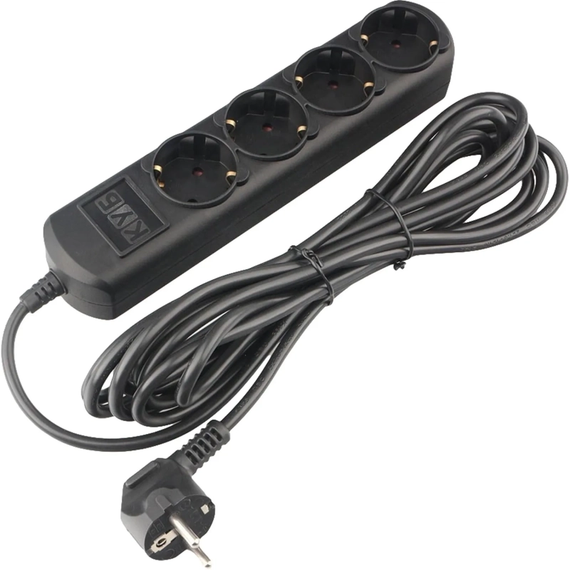Удлинитель Power Cube 7м, 4р, без выкл., 10А черн. (PC-1B-7M)