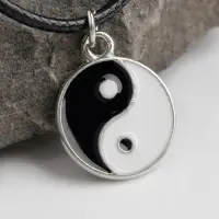 Кулон на шнурке &laquo;Инь-ян&raquo;, чёрно-белый в серебре, 45 см