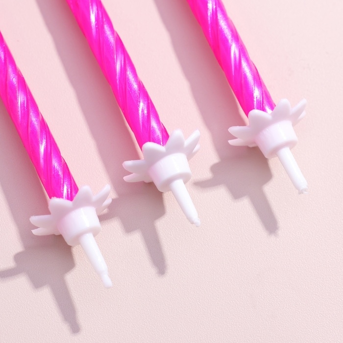 Свечи в торт &laquo;Спираль&raquo;, 6 см, металлик розовый, набор 10 шт.