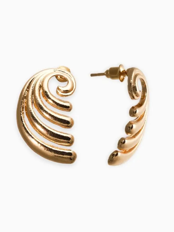 Серьги металл &laquo;Волна&raquo;, цвет золото