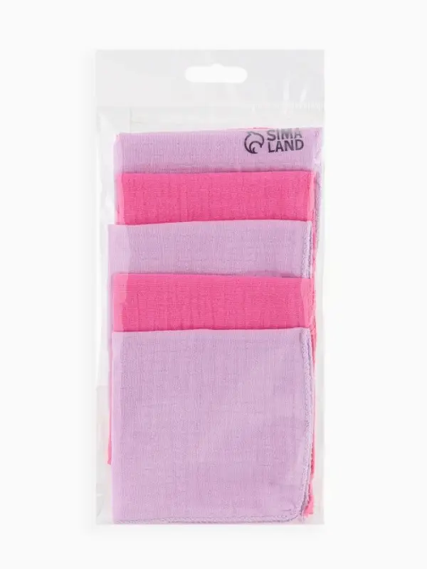 Набор платочков Крошка Я Лиловый персик 20*20 см - 6 шт, муслин, 100 % хлопок