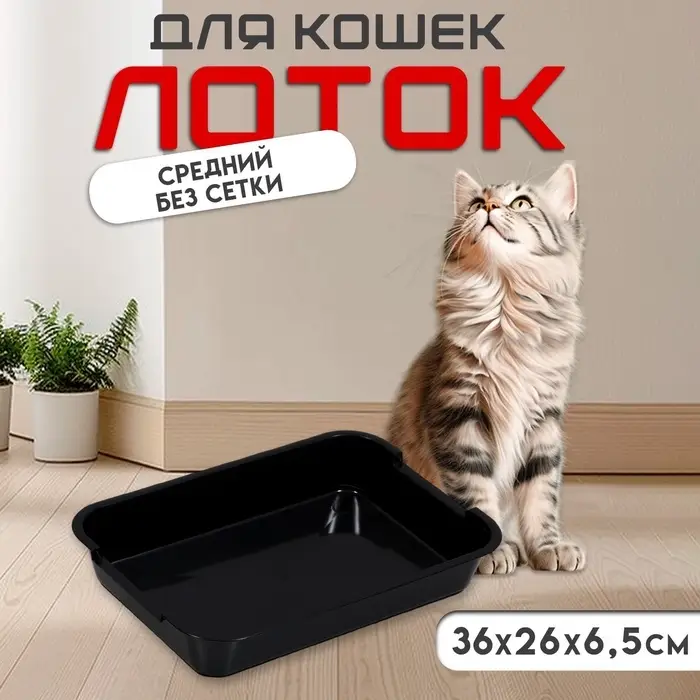 Туалет средний без сетки 36&times;26&times;6.5 см, чёрный