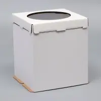 Коробка под торт, с окном, &laquo;Круг&raquo;, белая, кондитерская упаковка, 50&times;50&times;50 см