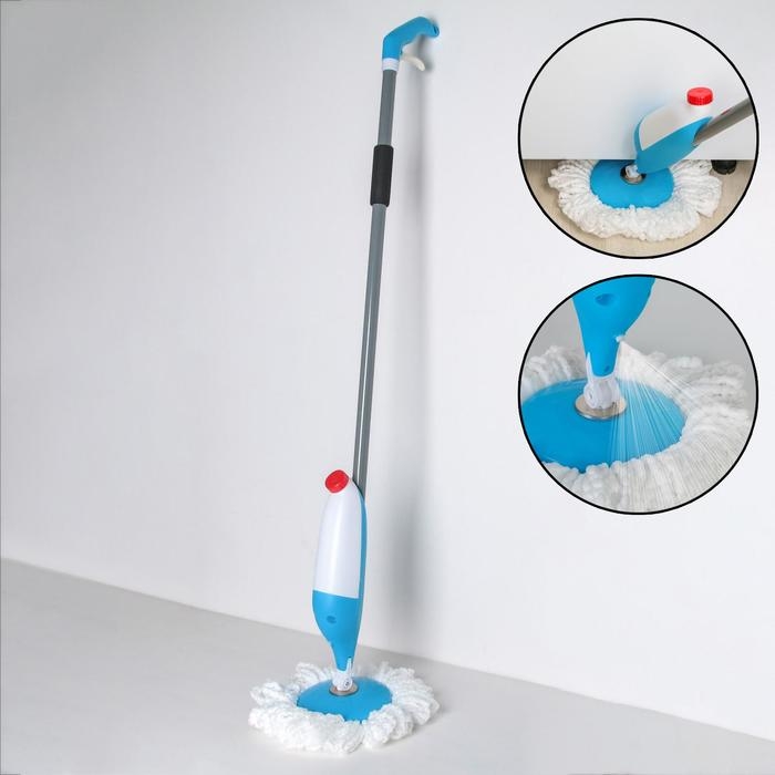 Швабра для мытья пола с распылителем Доляна, насадка из микрофибры 17×17 см, металлическая ручка 129 см, цвет МИКС Швабра для мытья пола с распылителем Доляна, насадка из микрофибры 17×17 см, металлическая ручка 129 см, цвет МИКС