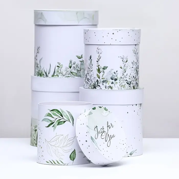Набор круглых коробок 5 в 1 &laquo;Простая нежность&raquo;, 19.5&times;19.5 - 13.5&times;13.5 см