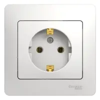 GLOSSA Розетка с заземлением в сборе белая