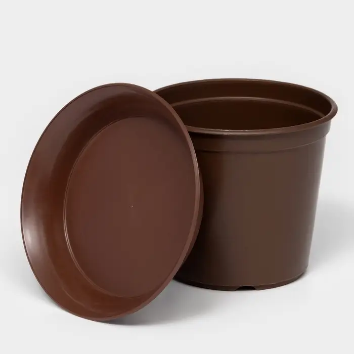 Горшок для цветов с поддоном «Доляна», 800 мл, пластиковый, коричневый, оттенок МИКС Горшок для цветов с поддоном «Доляна», 800 мл, пластиковый, коричневый, оттенок МИКС