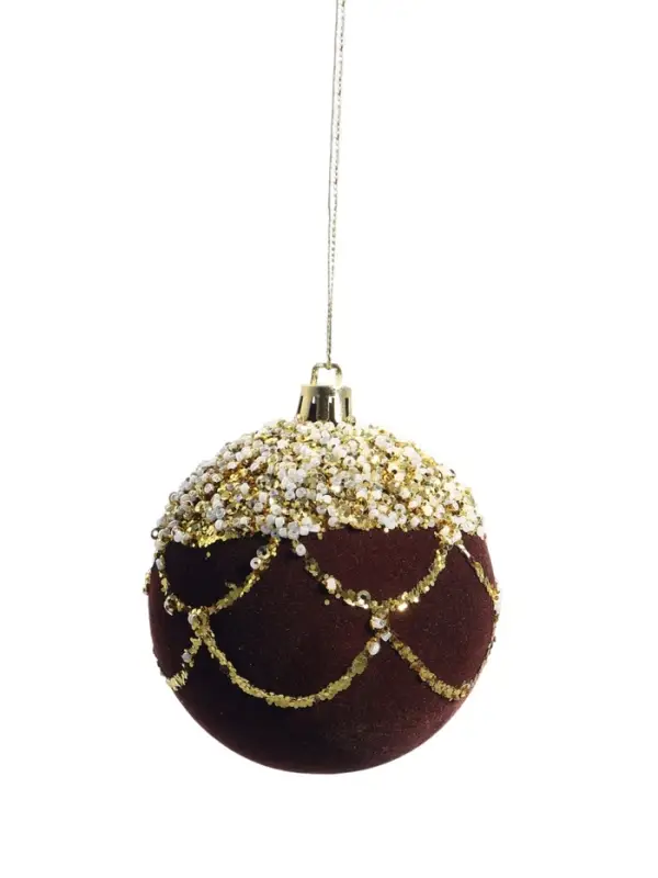 Ёлочные шары новогодние &laquo;Бархат. Фестиваль&raquo;, набор 9 шт., d=8 см, завитки, коричневый