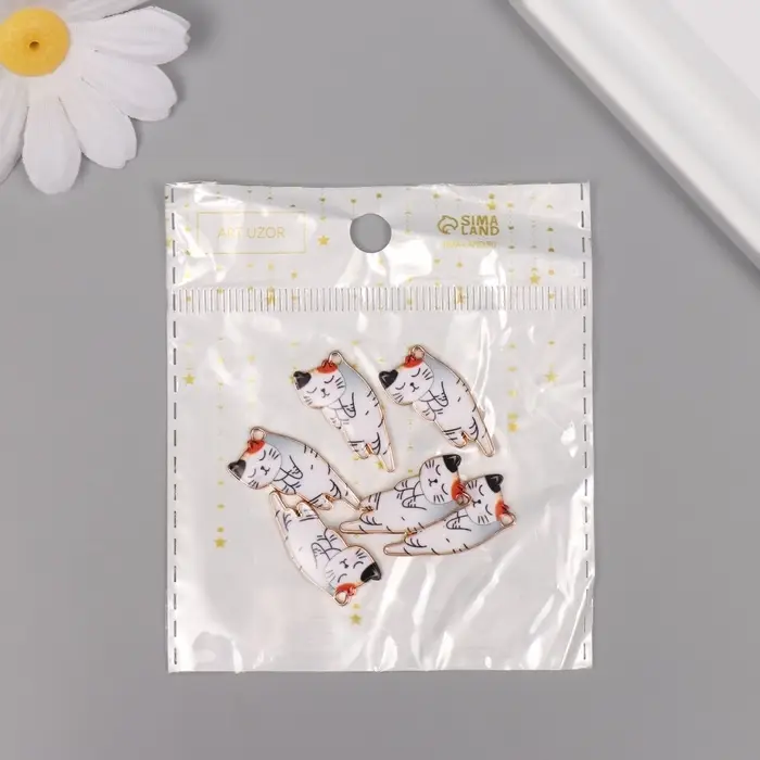 Декор для творчества металл, эмаль Декор для творчества металл, эмаль "Котик спит" 2,5х1,3 см