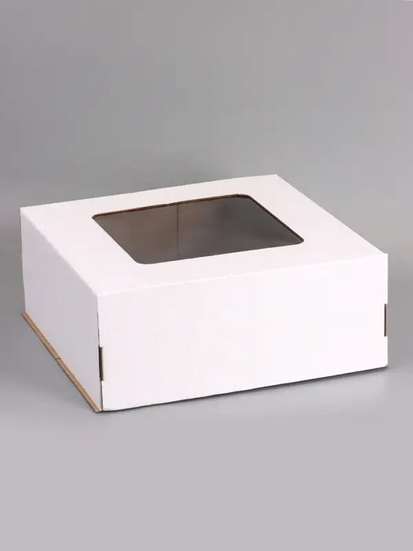 Коробка для торта, с окном, белая, 50&times;50&times;20 см