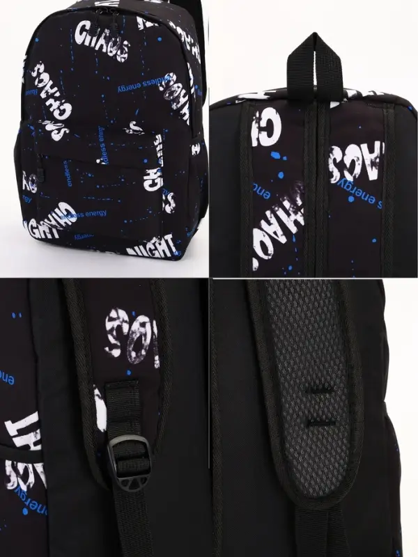 Рюкзак школьный 3 кармана, 30&times;13&times;42 см, чёрный