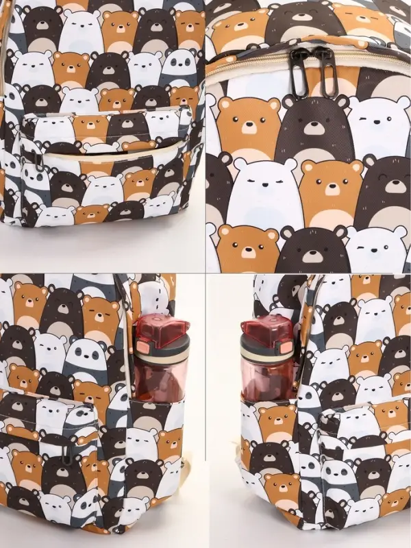 Рюкзак школьный &laquo;Медведи&raquo;, с пеналом, 29&times;12&times;41 см, разноцветный