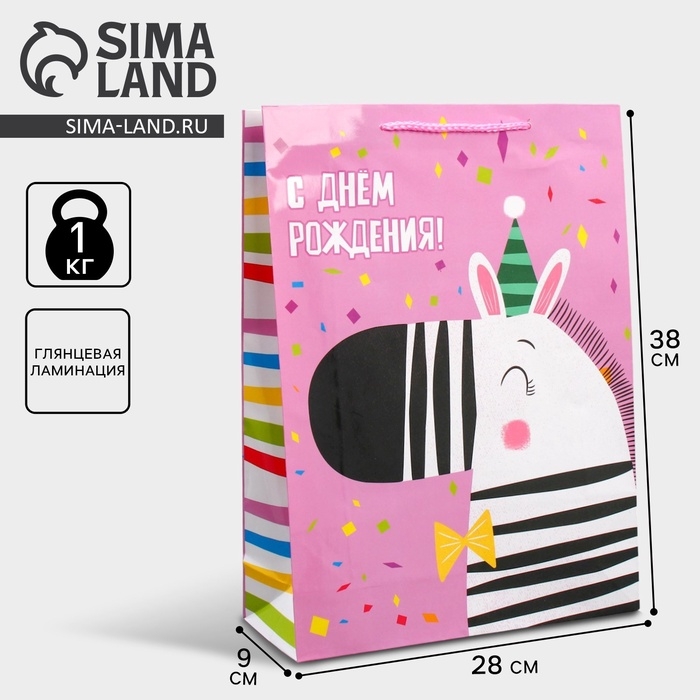 Пакет подарочный ламинированный, упаковка, «В день рождения», L 28 х 38 х 9 см Пакет подарочный ламинированный, упаковка, «В день рождения», L 28 х 38 х 9 см