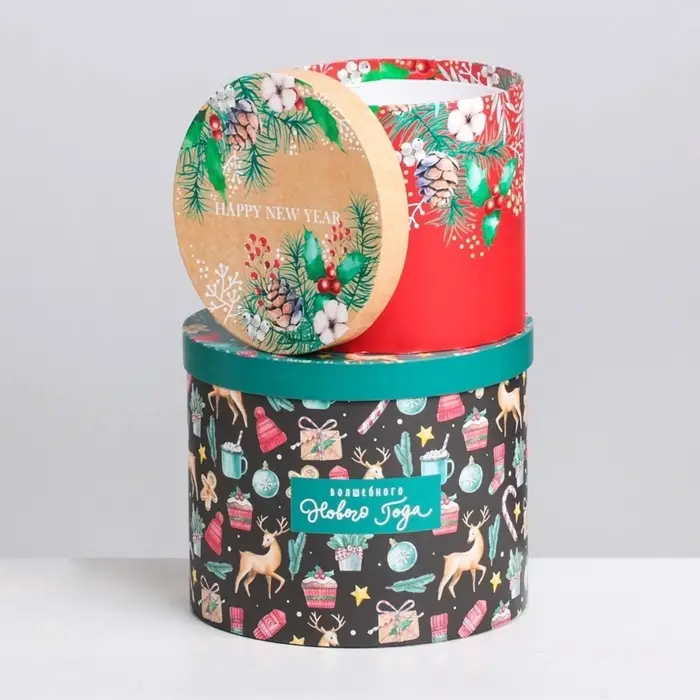 Набор подарочных коробок 5 в 1 &laquo;Европейский&raquo;, 13&times;14 ‒ 19.5&times;22 см, Новый год