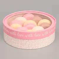Коробка для макарун, кондитерская упаковка тубус с окном With love 20&times;20&times;5 см