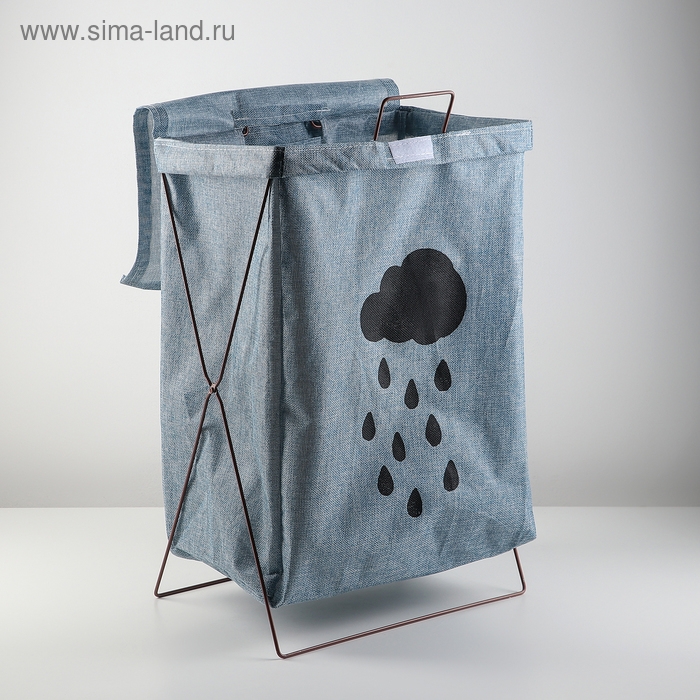 Корзина для белья складная с крышкой «Тучка», 35×28,5×57,5 см, цвет синий Корзина для белья складная с крышкой «Тучка», 35×28,5×57,5 см, цвет синий