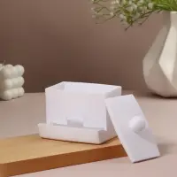 Органайзер для ватных палочек, с крышкой, 9&times;6.5&times;7.5 см, белый